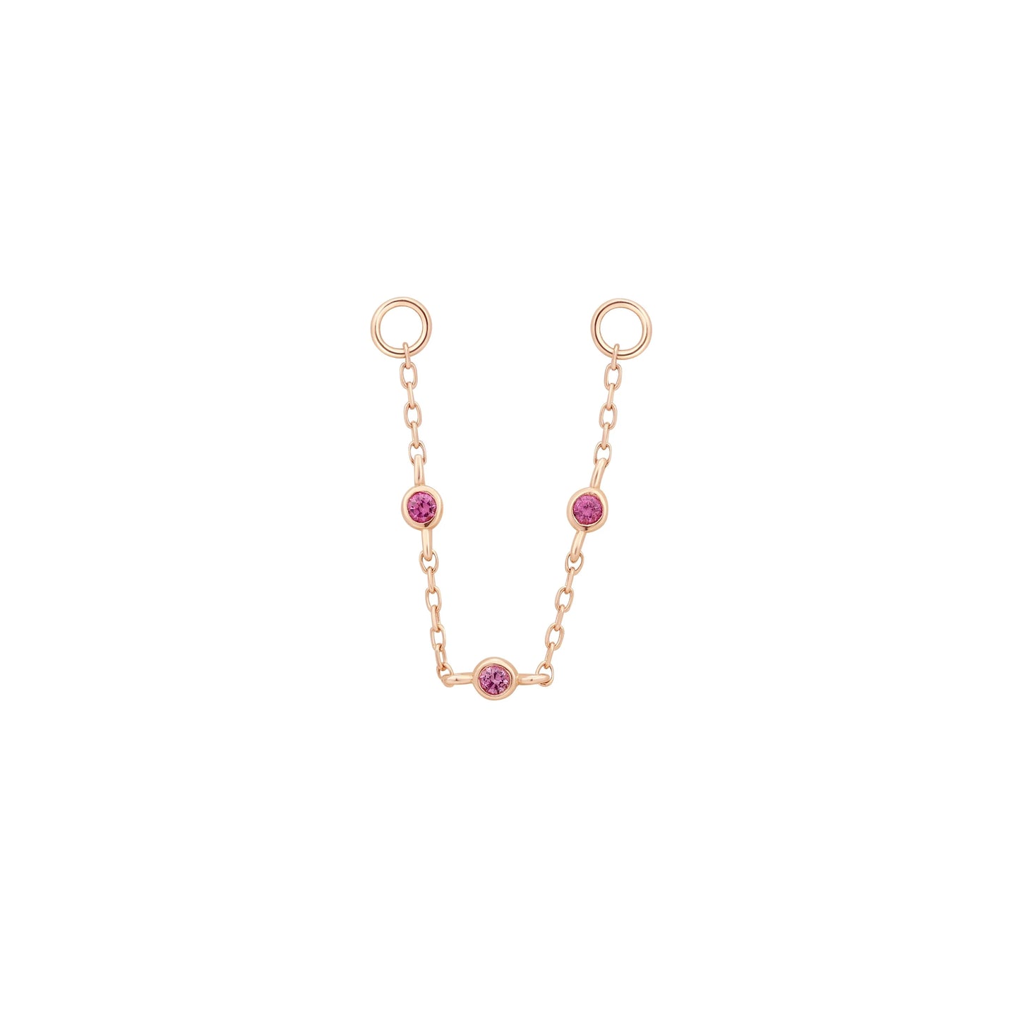 3 BEZEL + PINK SAPPHIRE BEAD - CHAIN *PRE-ORDER* Buddha Jewelry