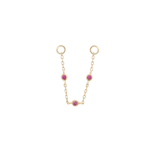 3 BEZEL + PINK SAPPHIRE BEAD - CHAIN *PRE-ORDER* Buddha Jewelry