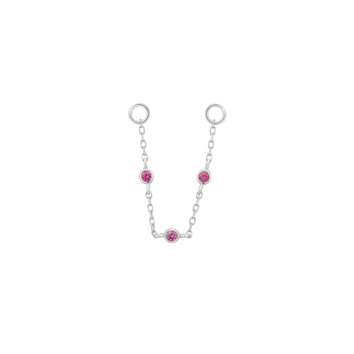 3 BEZEL + PINK SAPPHIRE BEAD - CHAIN *PRE-ORDER* Buddha Jewelry