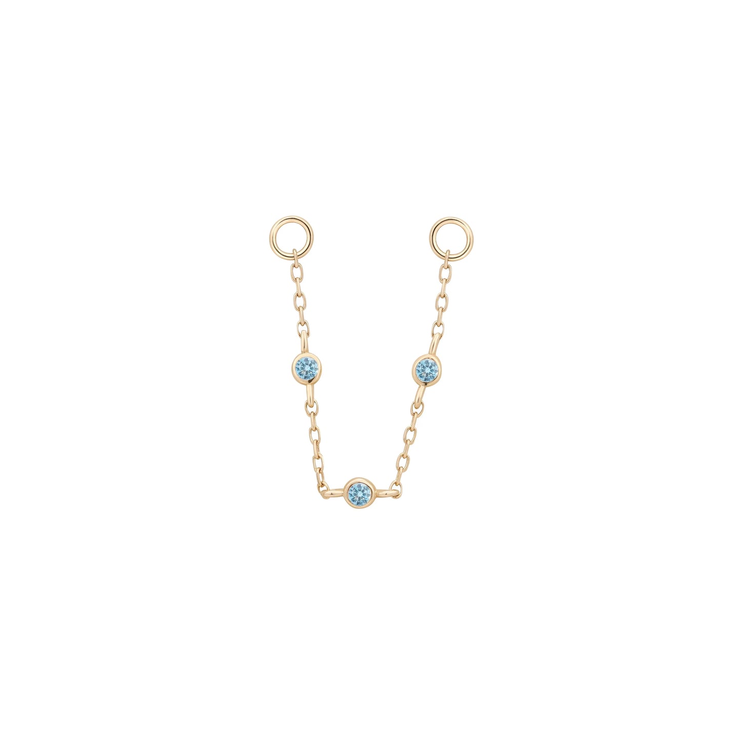 3 BEZEL + LONDON BLUE TOPAZ BEAD - CHAIN *PRE-ORDER* Buddha Jewelry