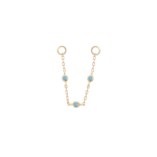 3 BEZEL + LONDON BLUE TOPAZ BEAD - CHAIN *PRE-ORDER* Buddha Jewelry