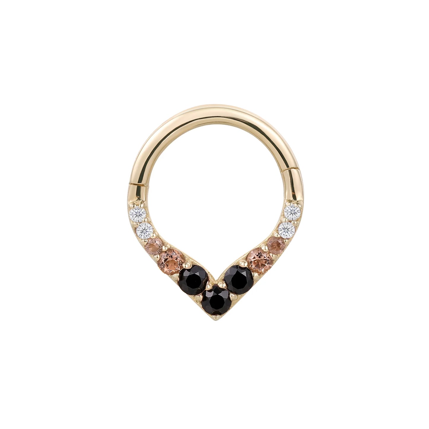 RISE + SHINE + SMOKY QUARTZ + BLACK SPINEL OMBRE - CLICKER RING *PRE-ORDER* Buddha Jewelry