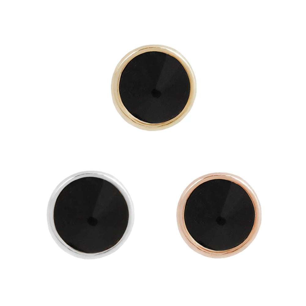 ROUND BEZEL REVERSE SET + AGATE - THREADLESS END *PRE-ORDER* Buddha Jewelry
